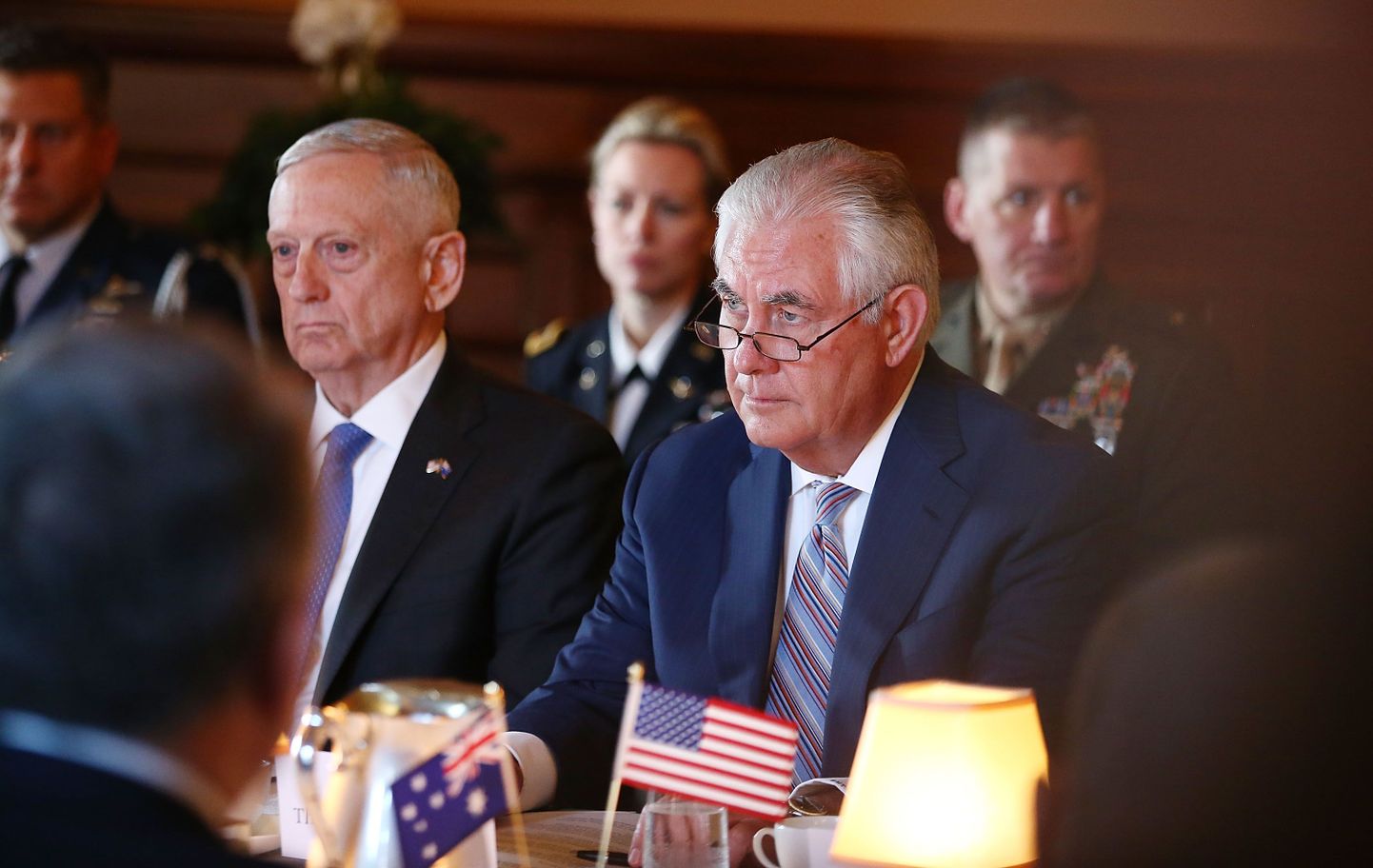 USA kaitseminister Jim Mattis ja välisminister Rex Tillerson oma Austraalia kolleegidega kõnelusi pidamas.