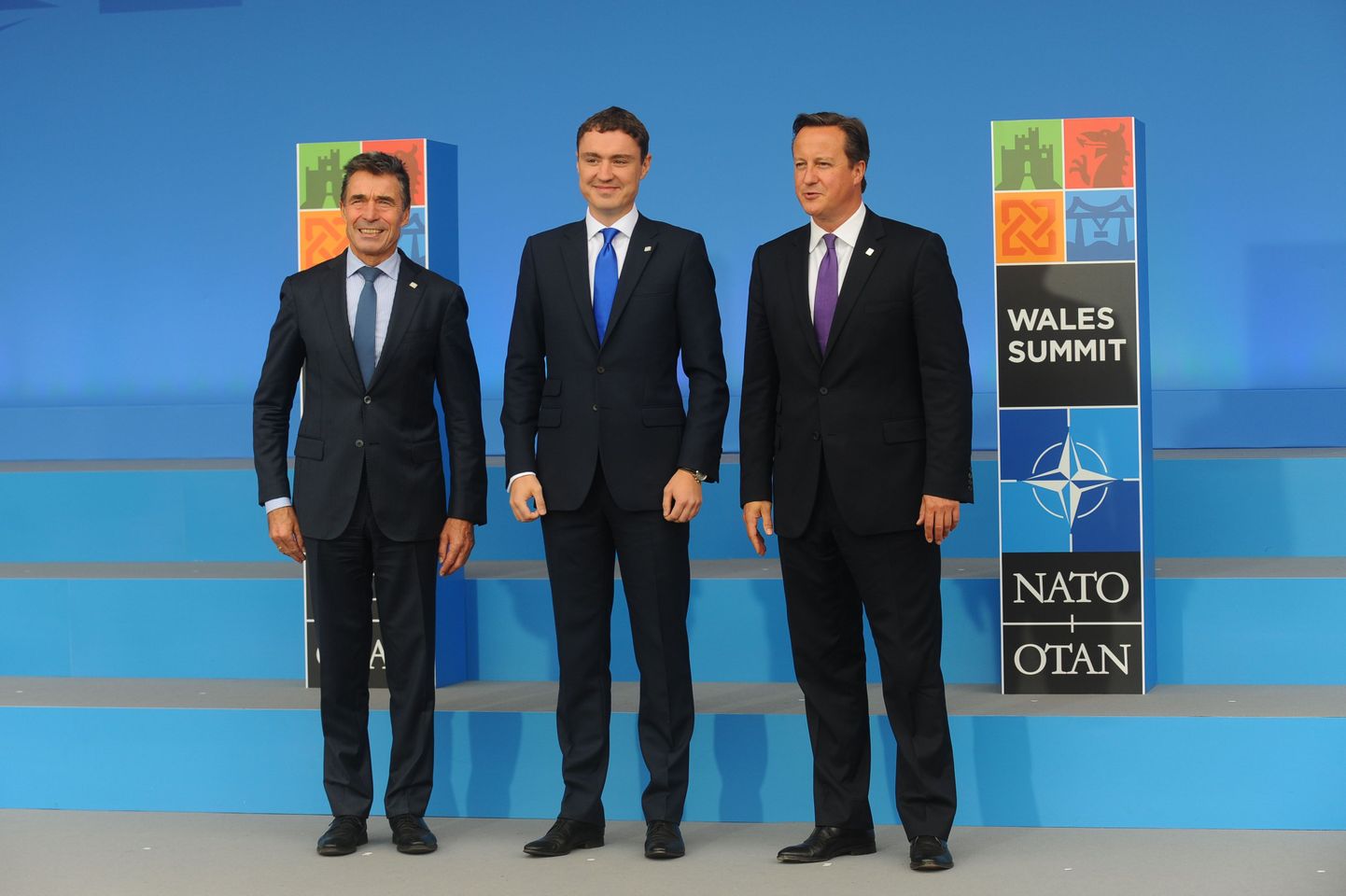 NATO peasekretär Andres Fogh Rasmussen, Eesti peaminister Taavi Rõivas ja Suurbritannia peaminister David Cameron