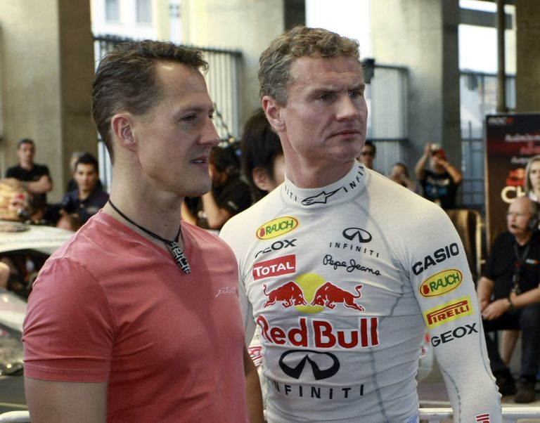 Michael Schumacher ja David Coulthard, siin juba sõbrad. FOTO: APICHART WEERAWONG/AP/SCANPIX