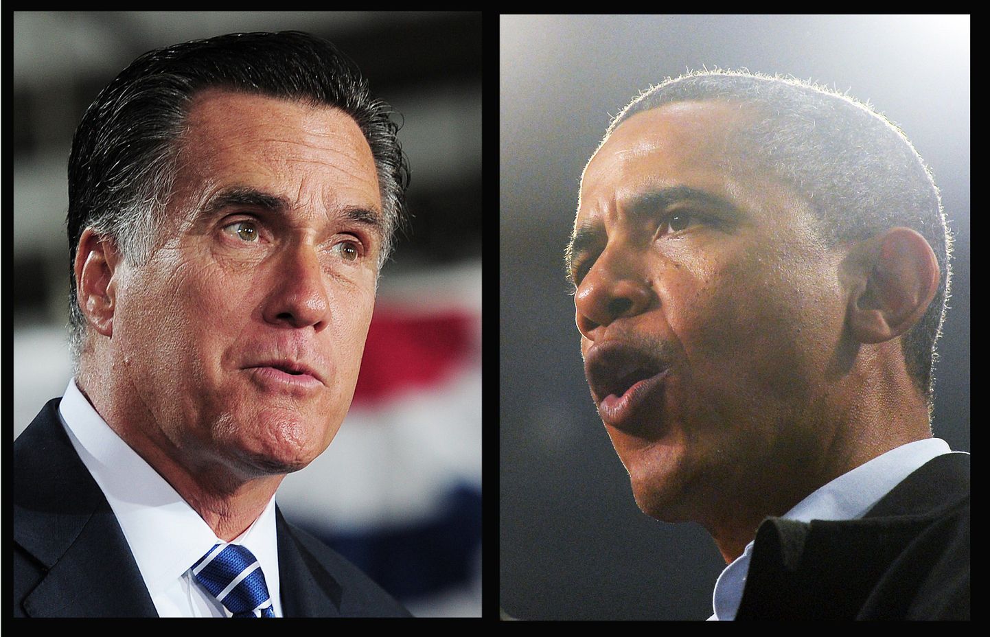 Vabariiklaste presidendikandidaat Mitt Romney (vasakul) ja ametisolev demokraadist riigipea Barack Obama.