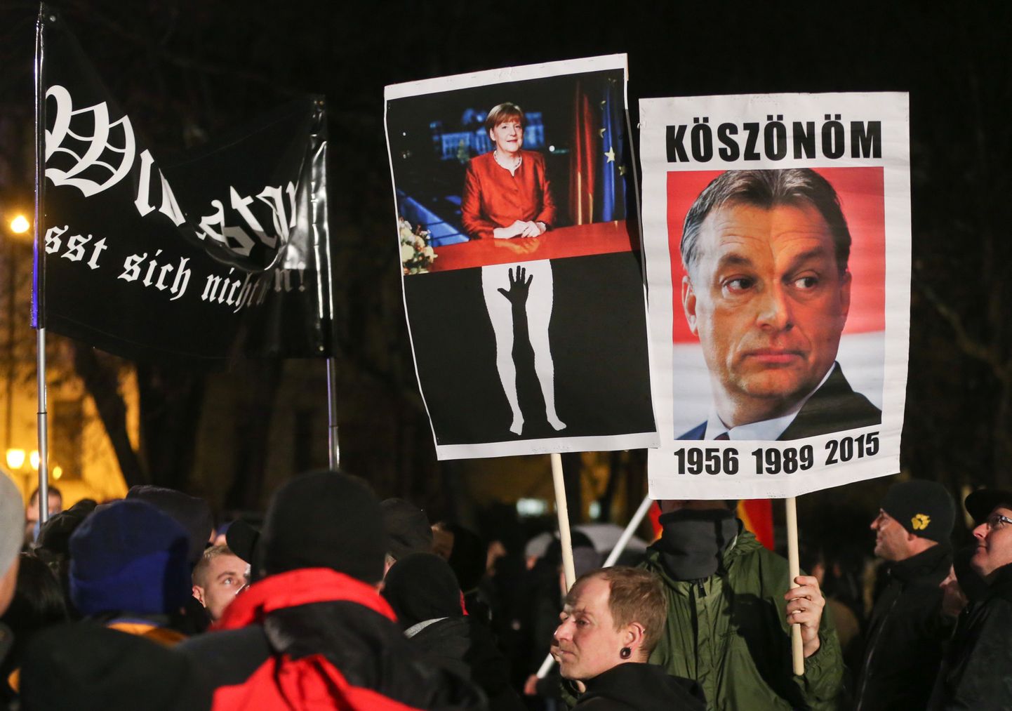 Leipzigi PEGIDA marsil osalejad avaldasid jaanuaris Ungari peaministrile oma plakatitel tänu.