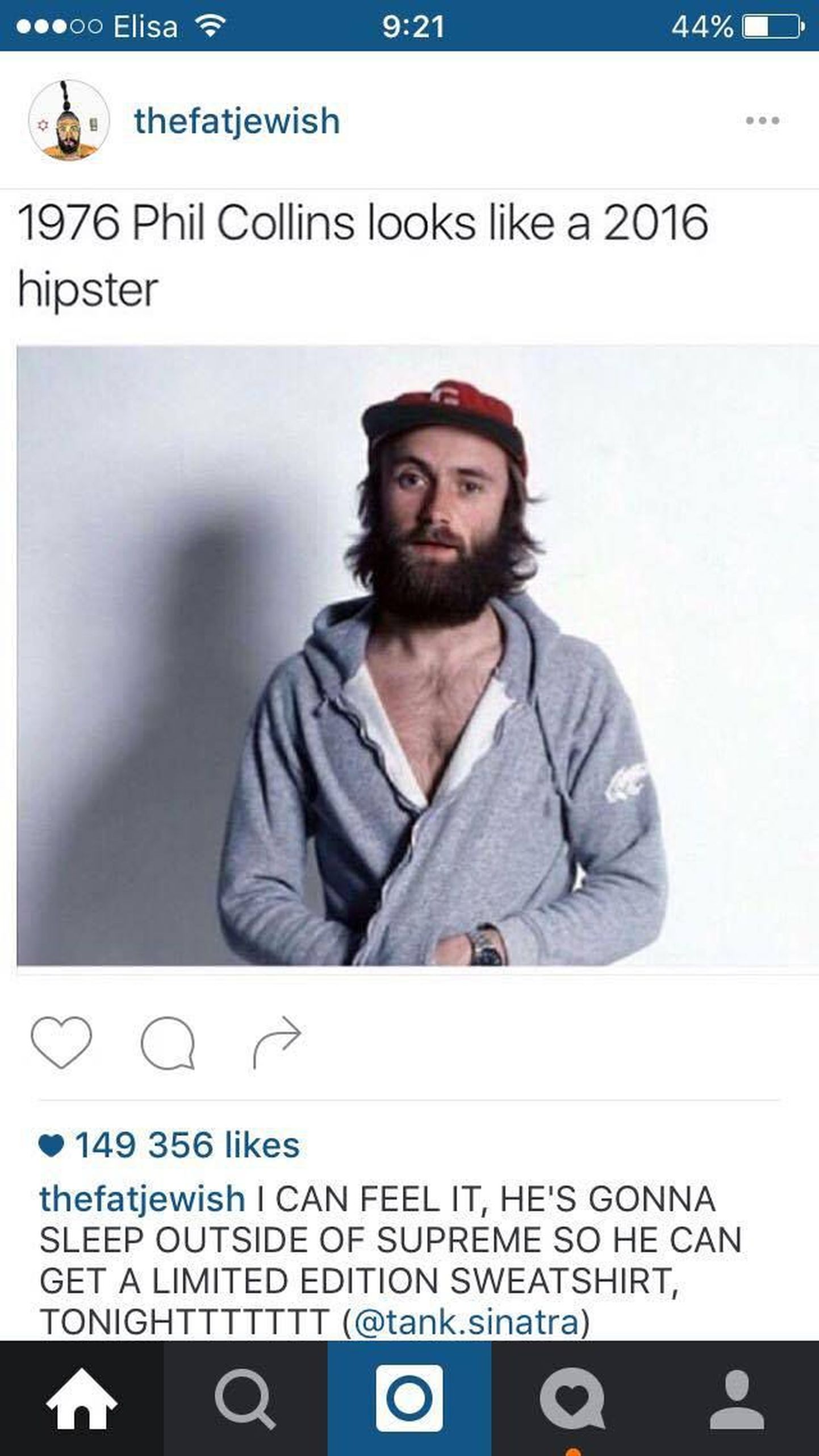 pika habemega Phil Collins nägi aastal 1976 välja nagu tänapäeva hipster.