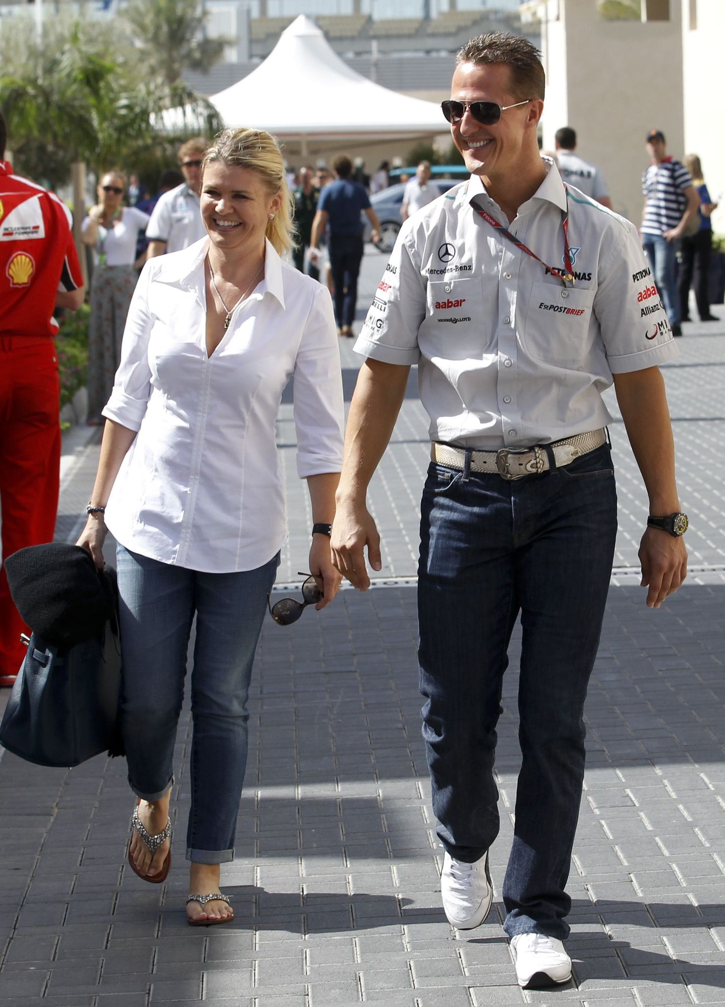 Michael Schumacher koos oma naise Corinnaga.
