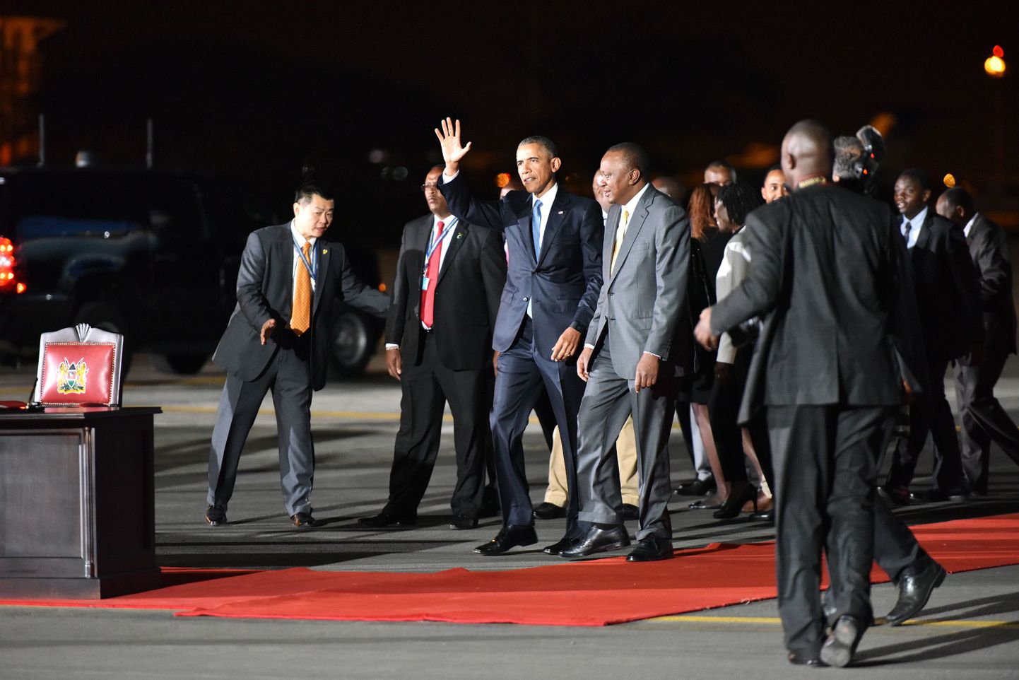 President Obama Keeniasse saabumas.