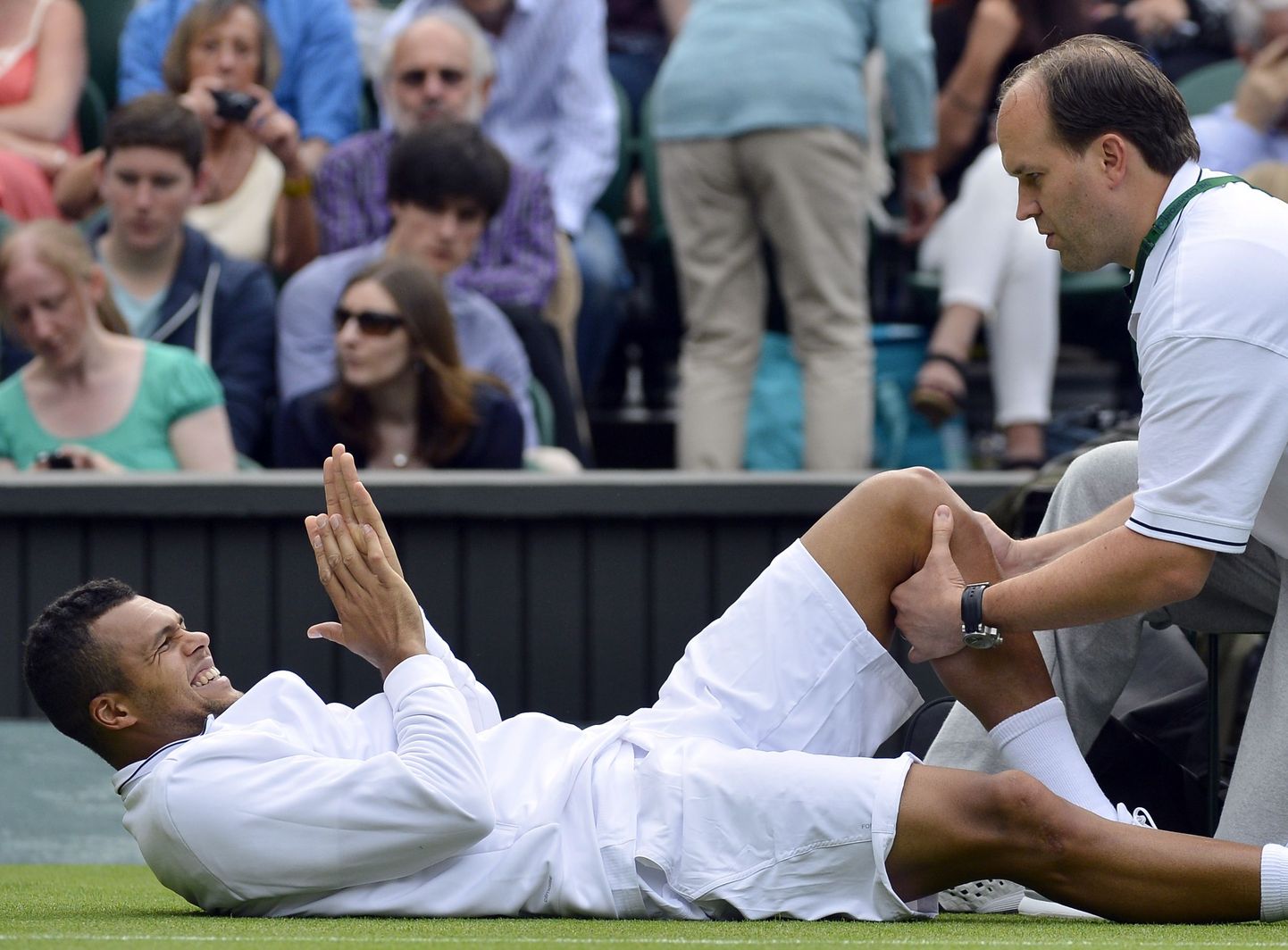 Jo-Wilfried Tsonga sai vigastada Wimbledoni turniiri teises ringis