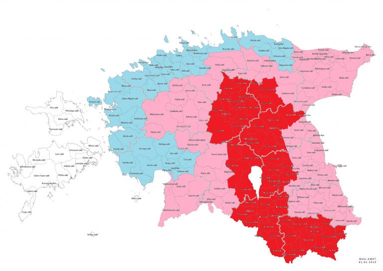 Sigade Aafrika katku tsoonid 22. detsembri seisuga. Sinine ala - I tsoon; roosa ala - II tsoon; punane ala - III tsoon. Allikas: maaeluministeerium