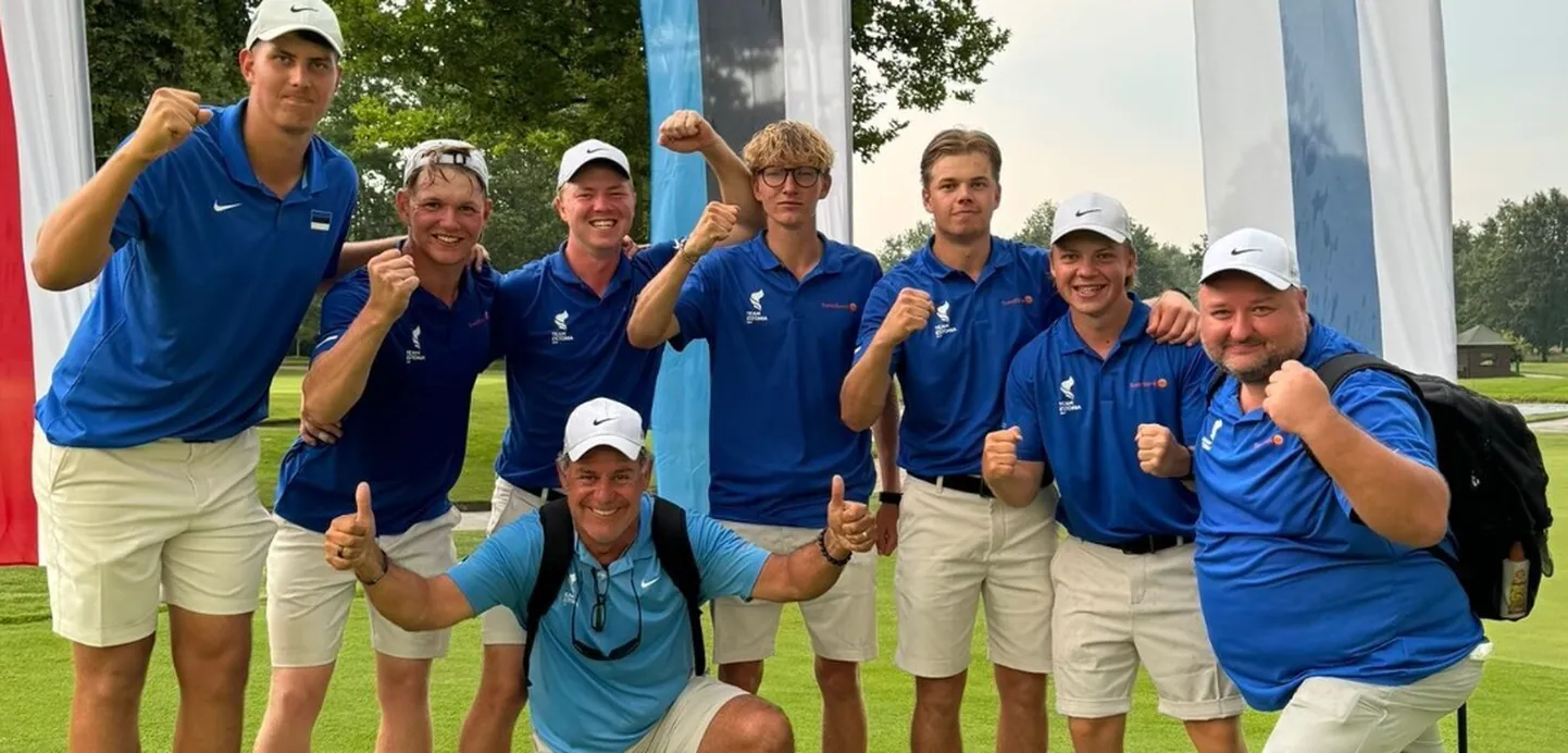 Eesti golfimeeskond pärast veerandfinaalivõitu Prantsusmaa üle.