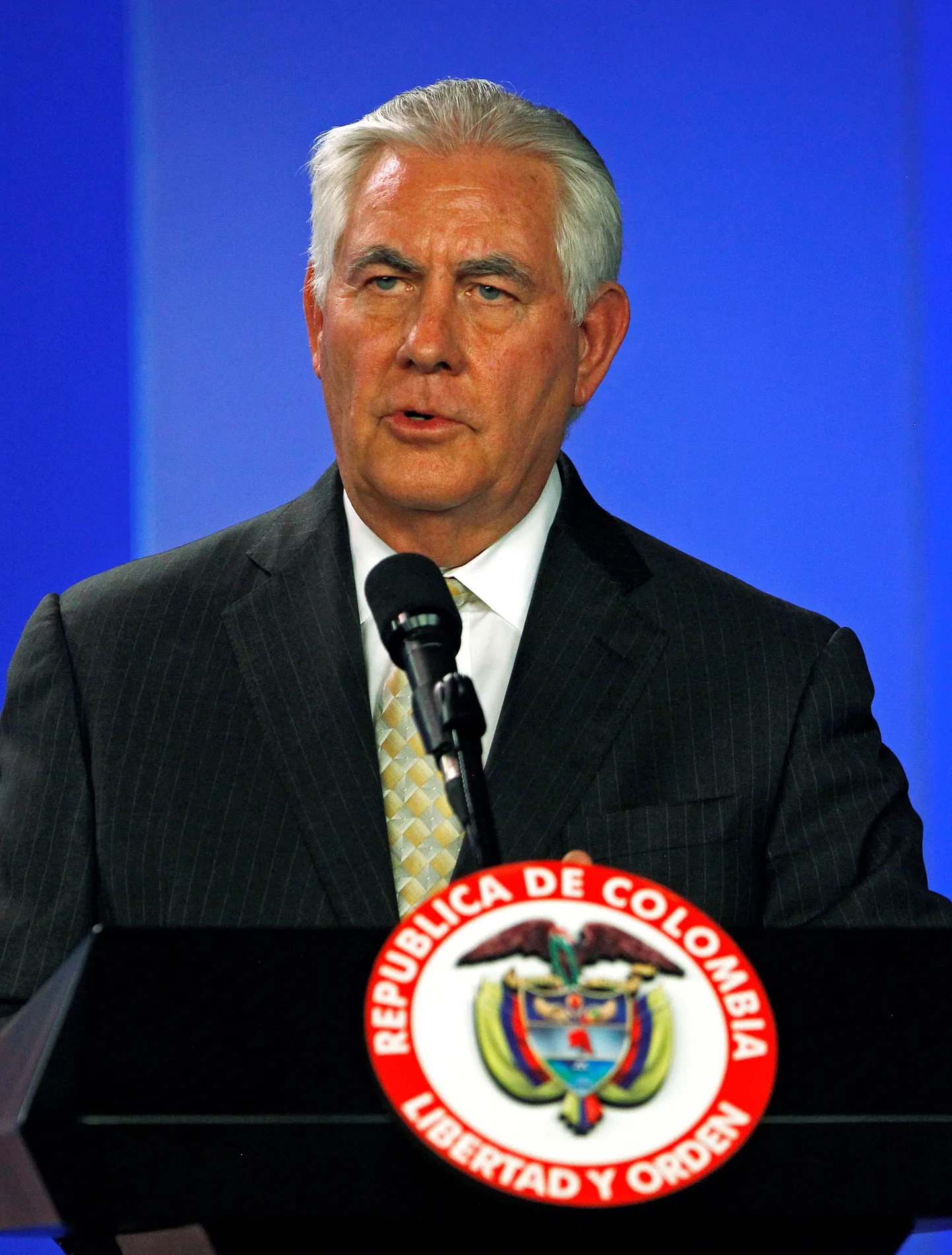 USA välisminister Rex Tillerson teisipäeval Colombia pealinnas Bogotás pressikonverentsil.