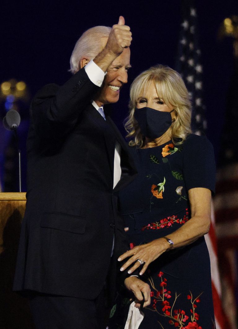 USA presidendivalimised võitnud demokraat Joe Biden ja ta naine Jill Biden 7. novembril 2020 Delaware'is Wilmingtonis