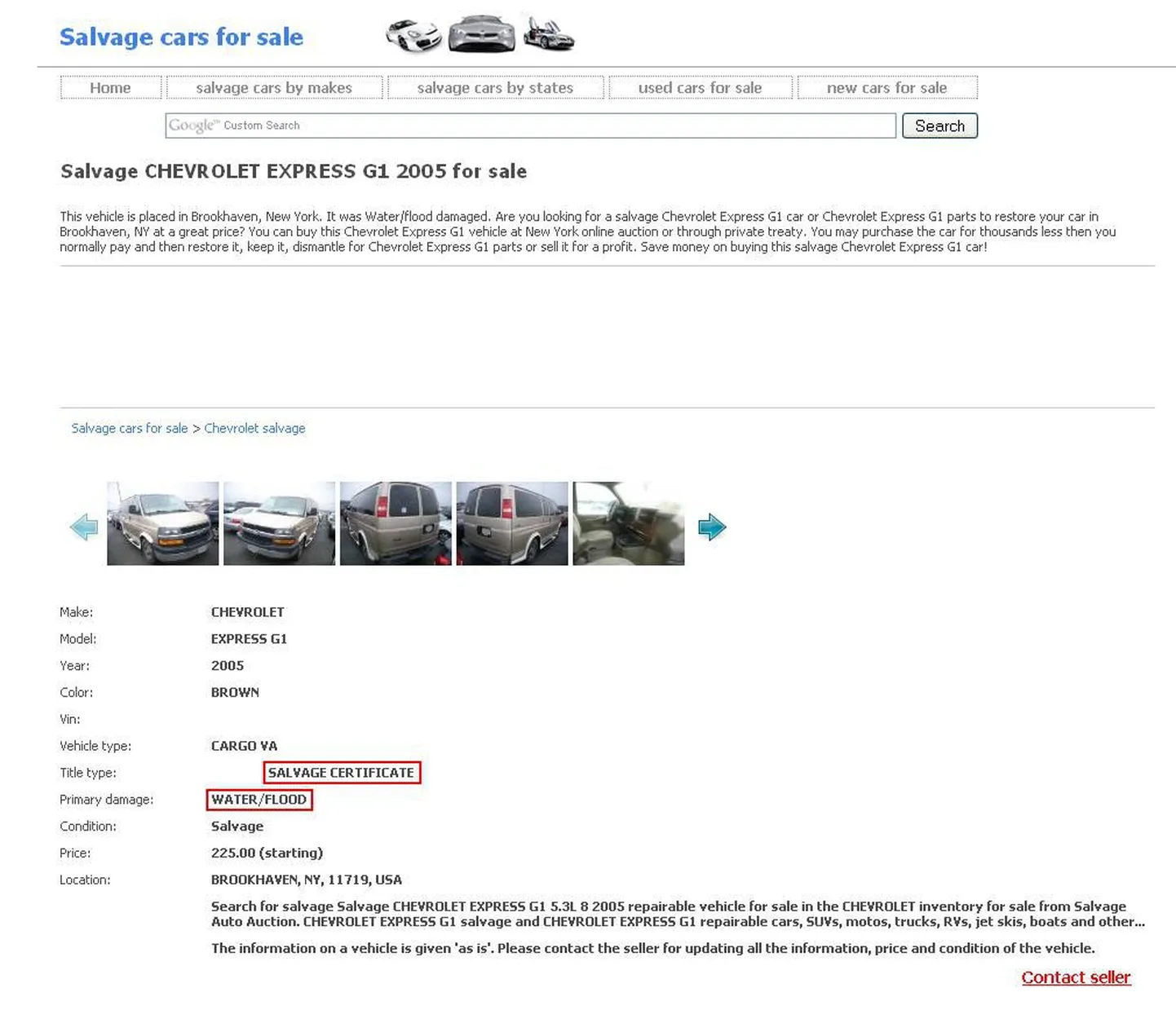 Объявление о продаже "автомобиля-утопленника"