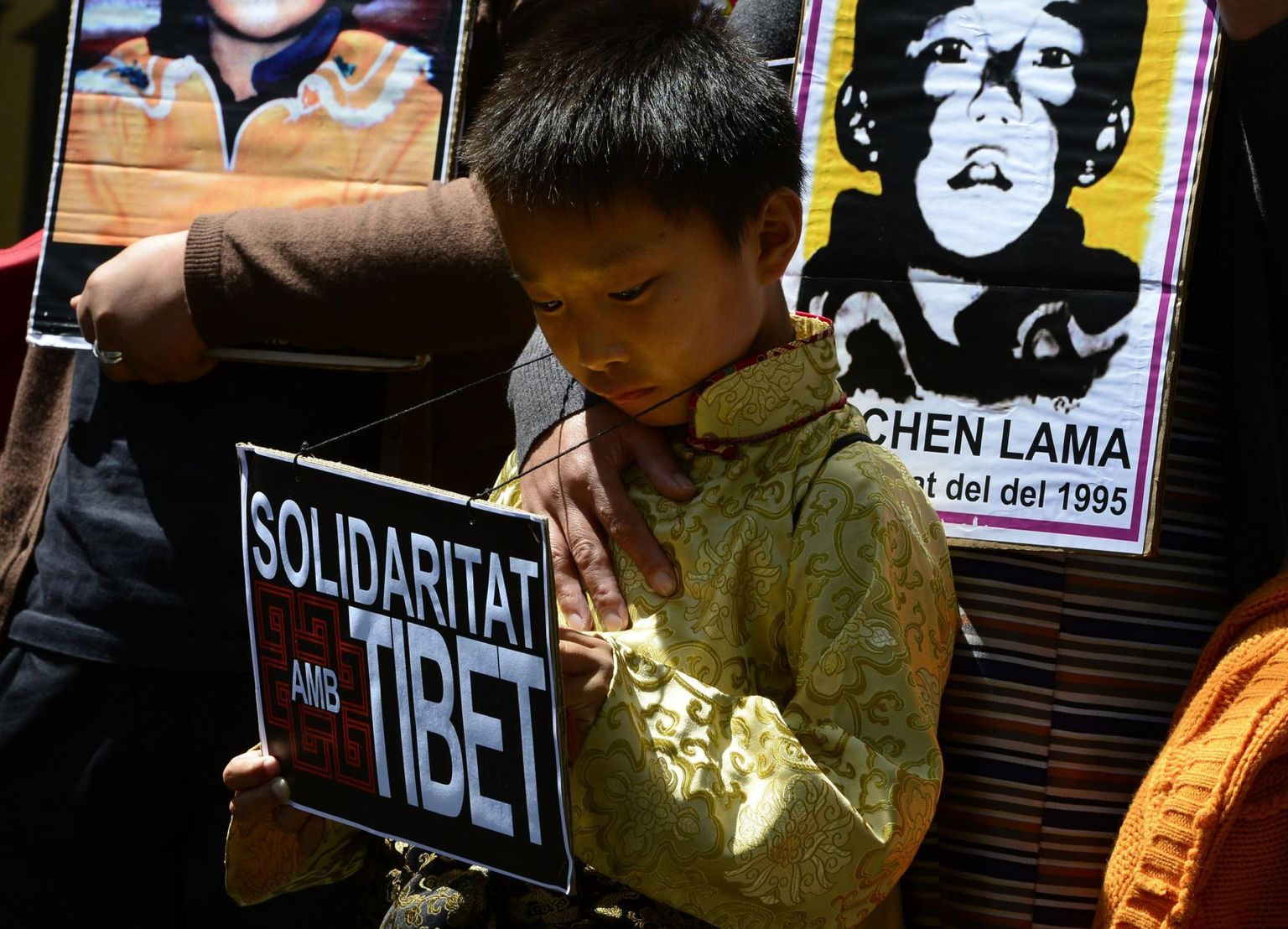 Tiibeti-meelsed protestijad Barcelonas Hiina konsulaadi ees. 