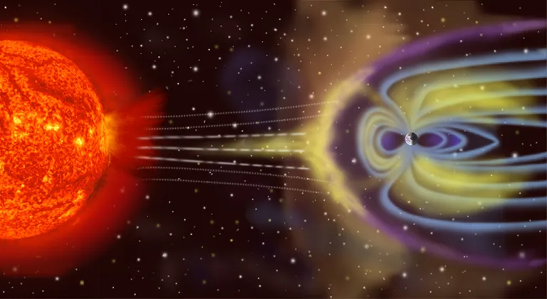 Zemes magnetosfēra pasargā Zemi no Saules vēja iedarbības
