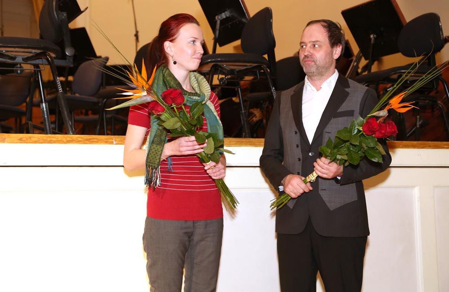 Eesti Muusika Päevade 2013. aasta preemiate laureaadid Mariliis Valkonen ja Tõnu Kõrvits.