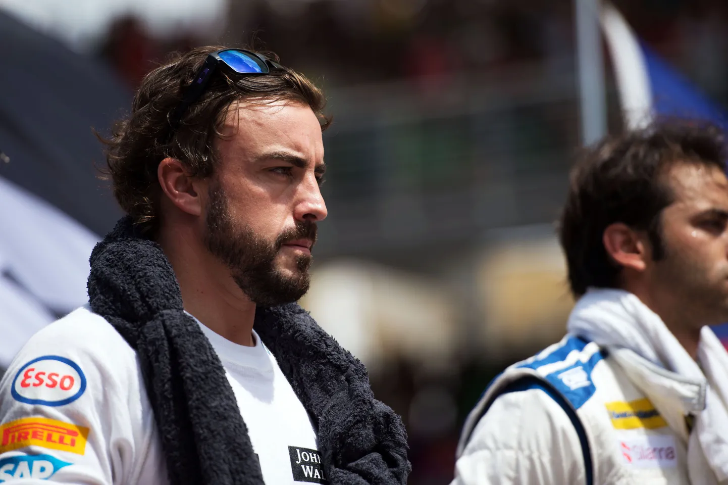 Fernando Alonso (ESP) McLaren with the drivers as the grid observes the national anthem.
Malaysian Grand Prix, Sunday 29th March 2015. Sepang, Kuala Lumpur, Malaysia.