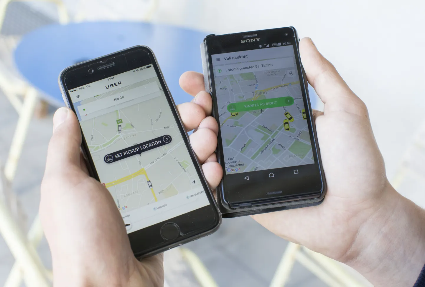 Uberi ja Taxify mobiilirakendus.