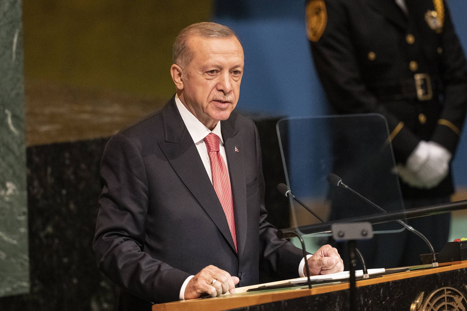 Türgi president Recep Tayyip Erdoğan kõnelemas neljapäeval ÜRO 77. Peaassambleel New Yorgis.