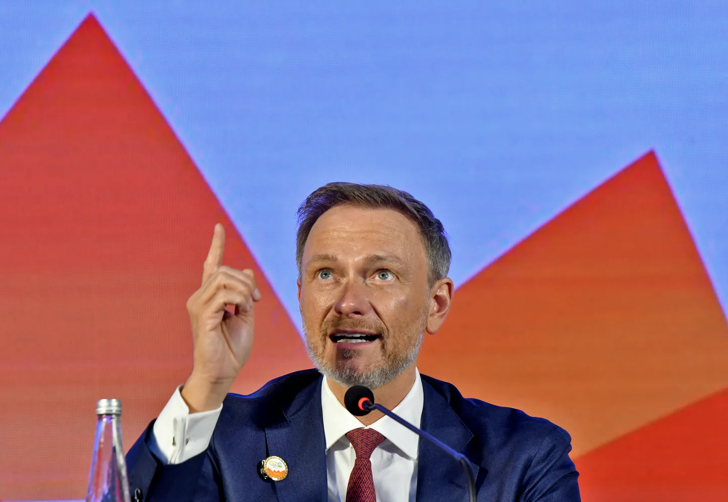 Saksa rahandusminister Christian Lindner G20 kohtumisel Indias.