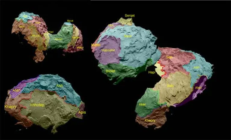 Komēta 67P apgabalu karte 