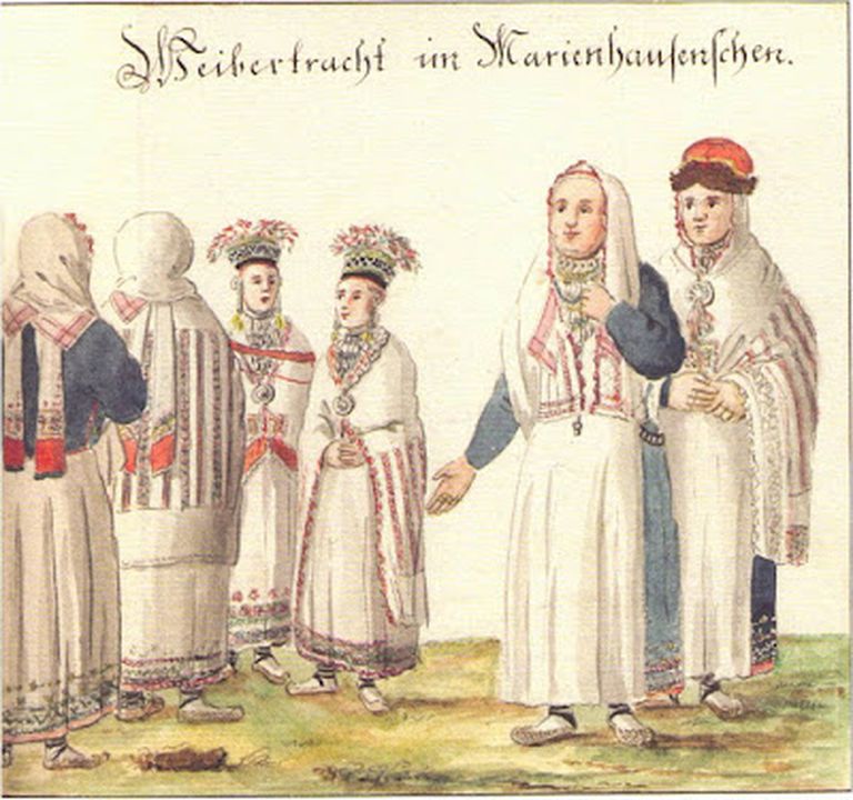 Johana Kristofa Broces zīmētais sieviešu apģērbs Viļakā 1797. gadā