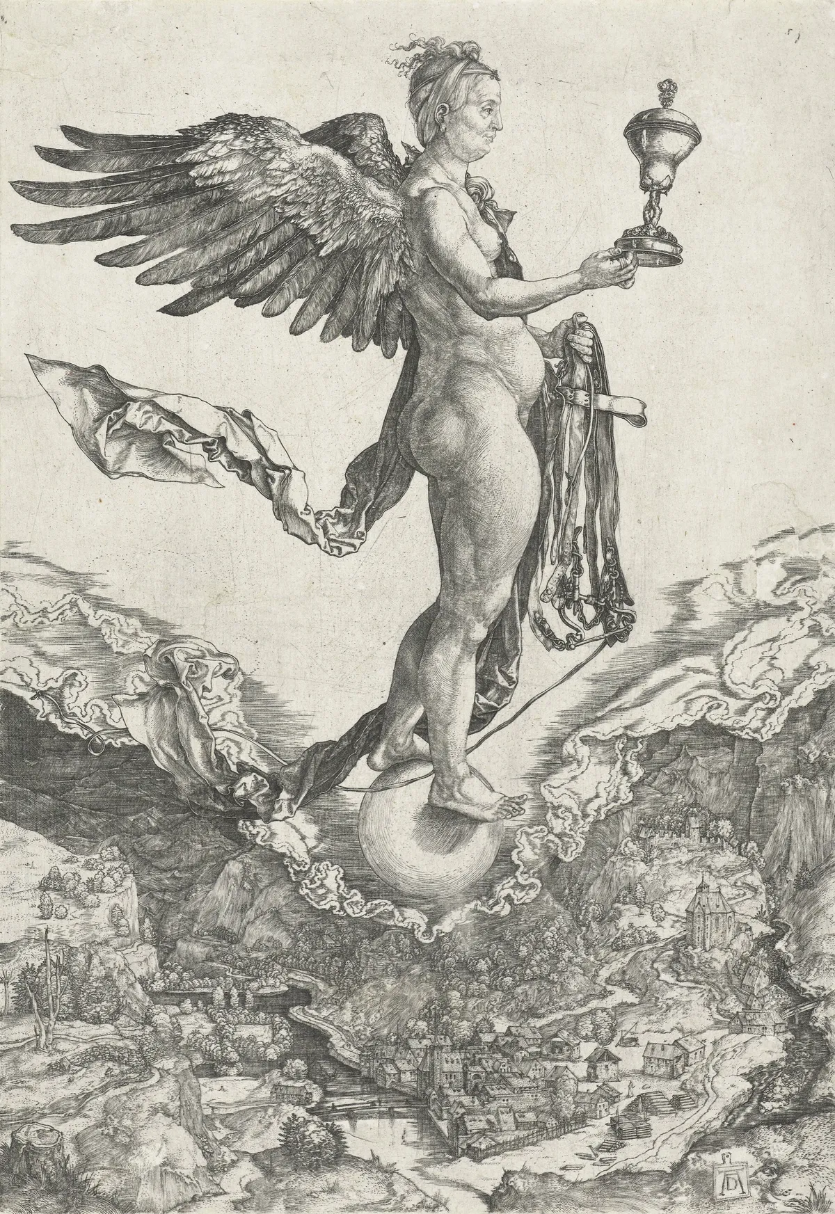 Albrecht Düreri kujutatud jumalanna Nemesis, 1502.