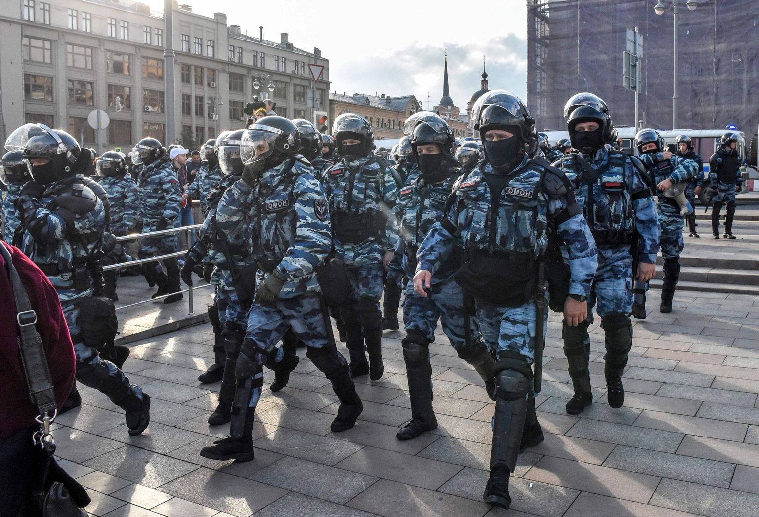 OMONi liikmed tegutsemas Moskva kesklinnas. Foto on illustratiivne.