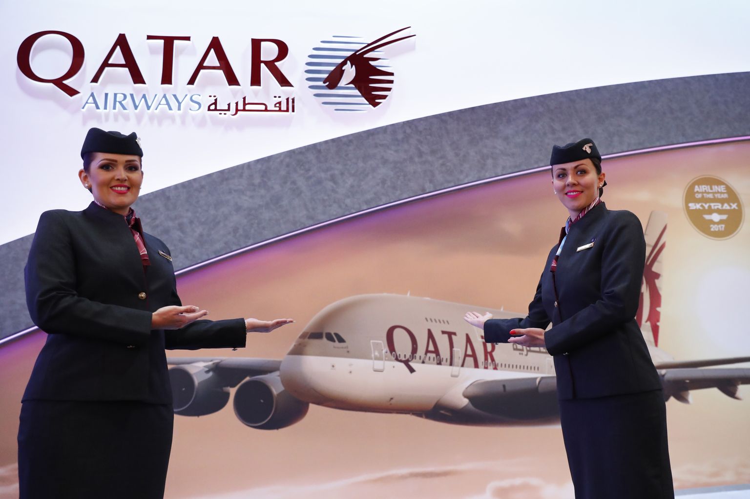 Qatar Airways 2018. aastal ITB messil oma toodet esitlemas.  REUTERS/Fabrizio Bensch