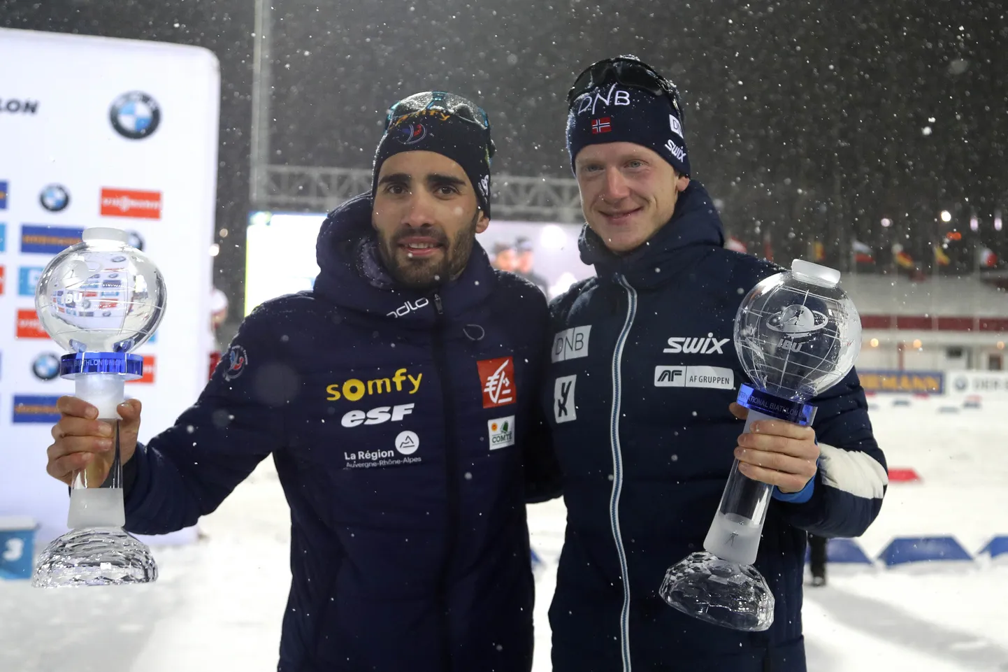 Martin Fourcade (vasakul) ja Johannes Thingnes Bö.