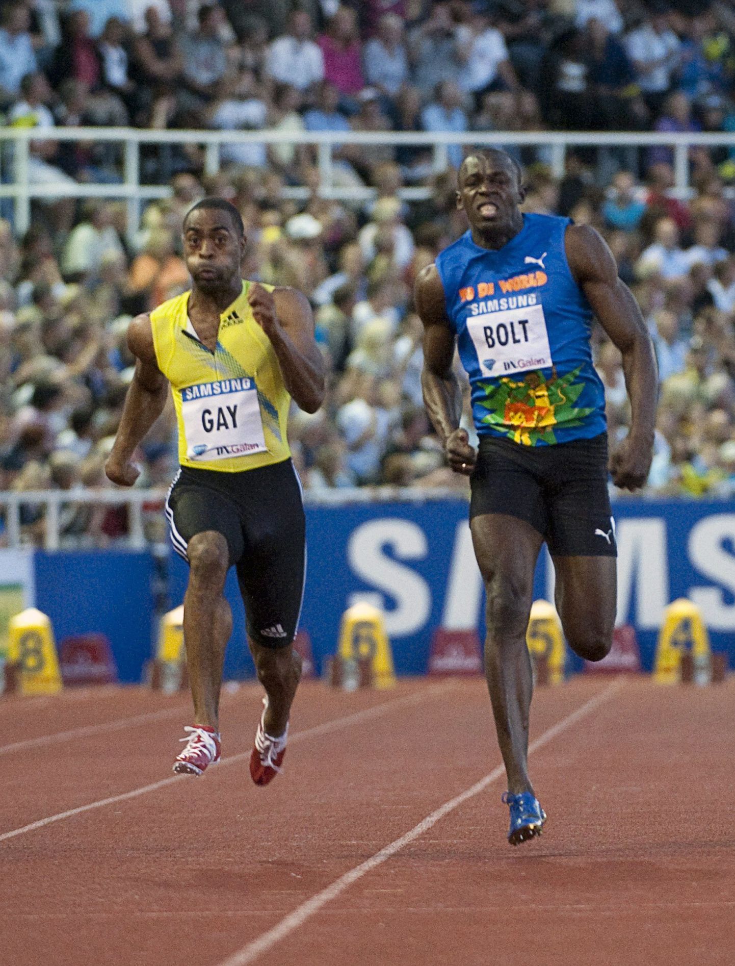 Tyson Gay (vasakul) ja Usain Bolt.