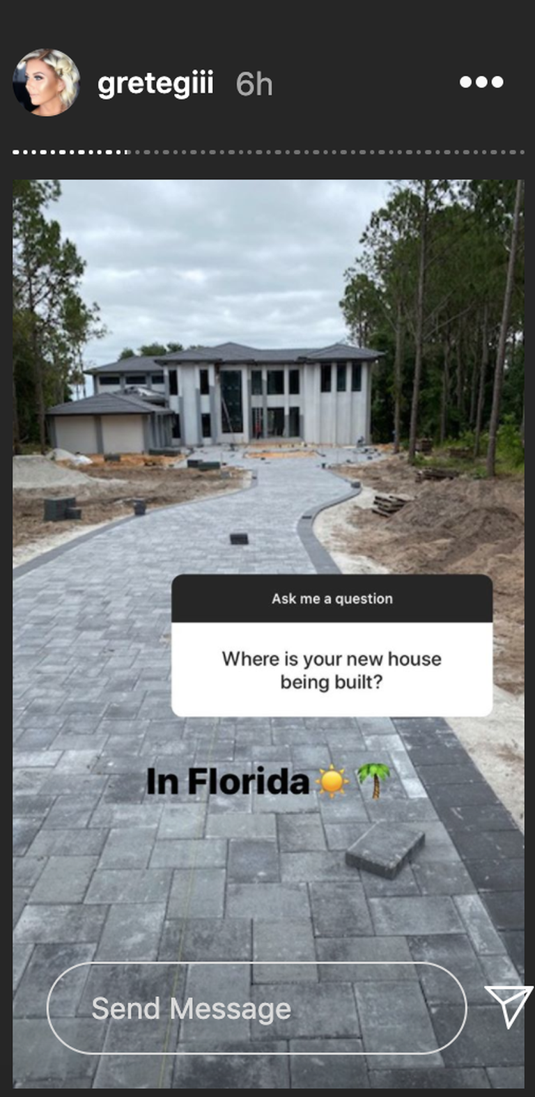 Kuvatõmmis gretegiii Instagram Storyst: Grete Griffini pere uus maja Floridas.