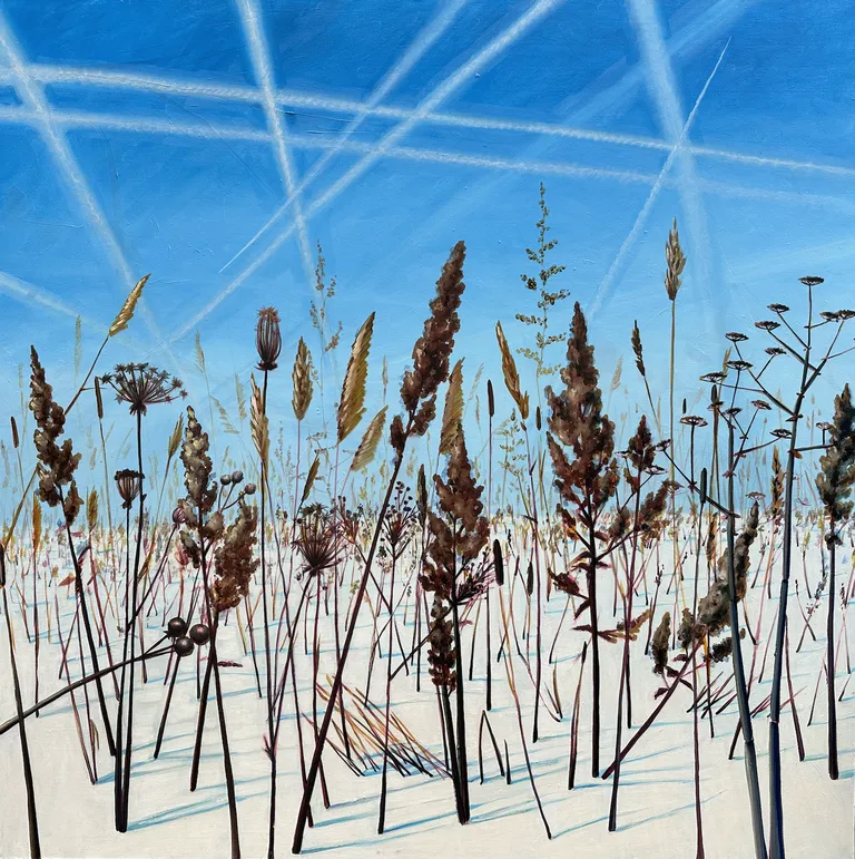 "Biotops I". 2022. Eļļa, audekls. 140 x 140 cm
