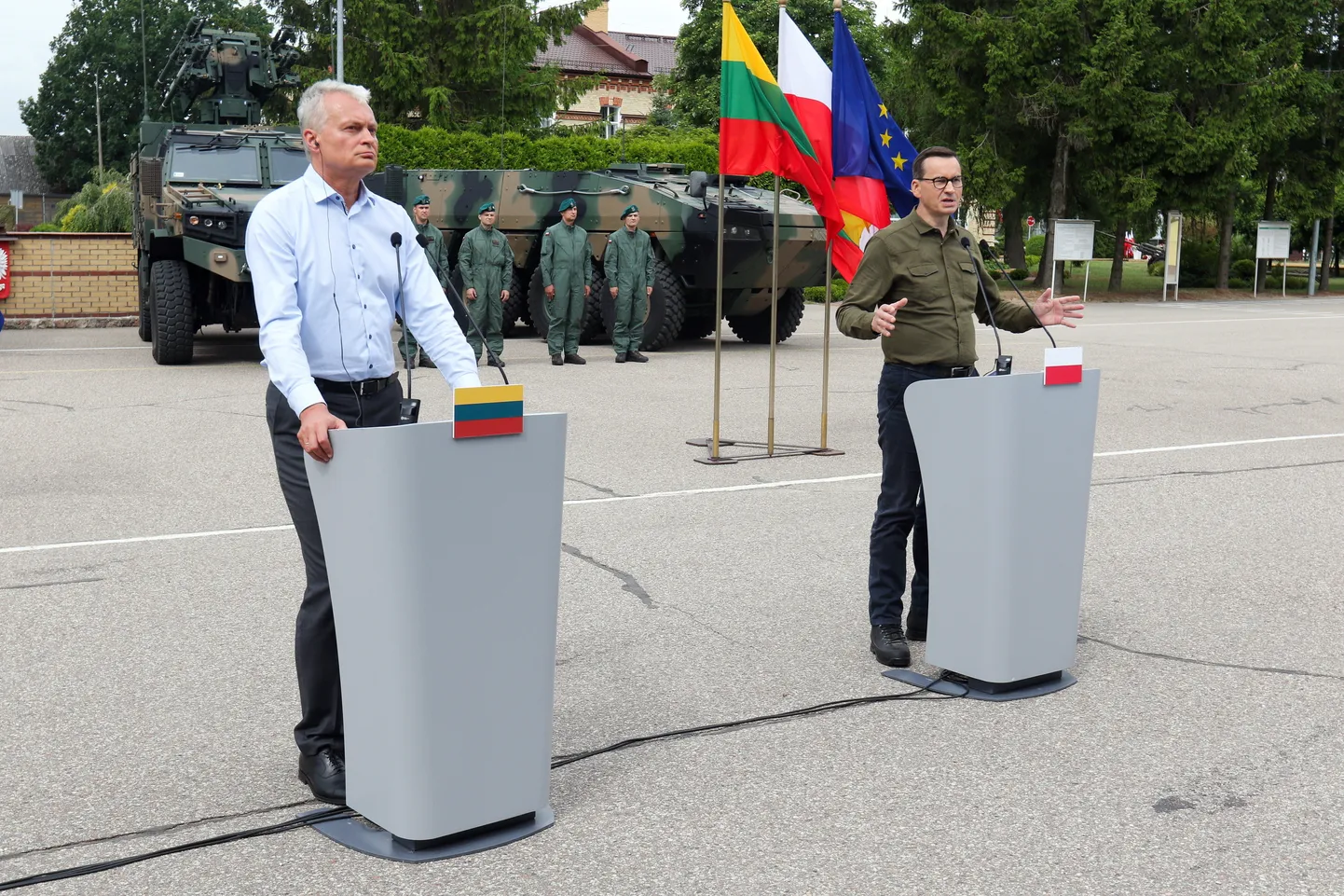Leedu president Gitanas Nausėda ja Poola peaminister Mateusz Morawiecki kohtumisel Suwałki koridoris 3. augustil