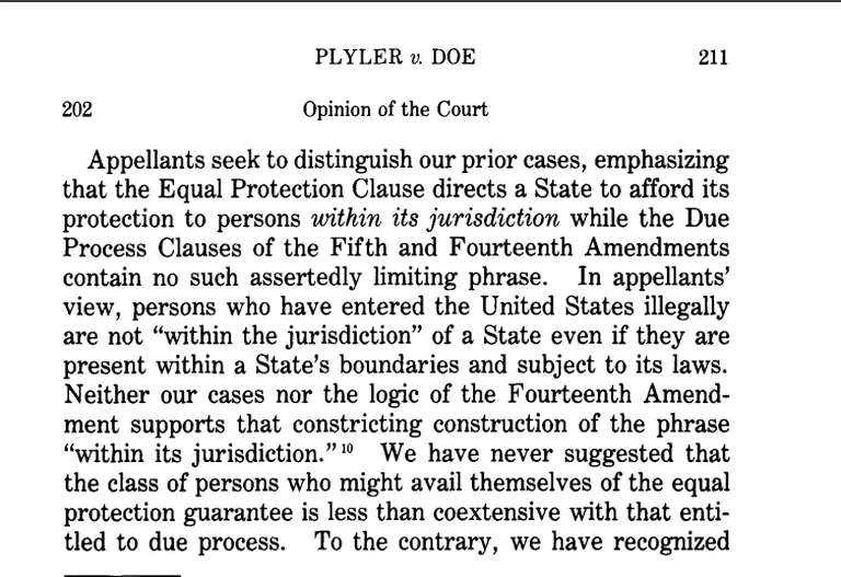 ASV Augstākās tiesas spriedums lietā "Plyler pret Doe", 457 U.S. 202 (1982. gads)