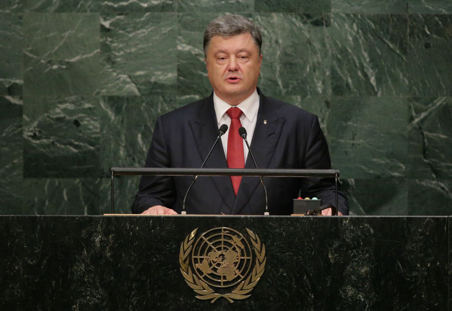 Ukraina president Petro Porošenko New Yorgis kõnelemas.