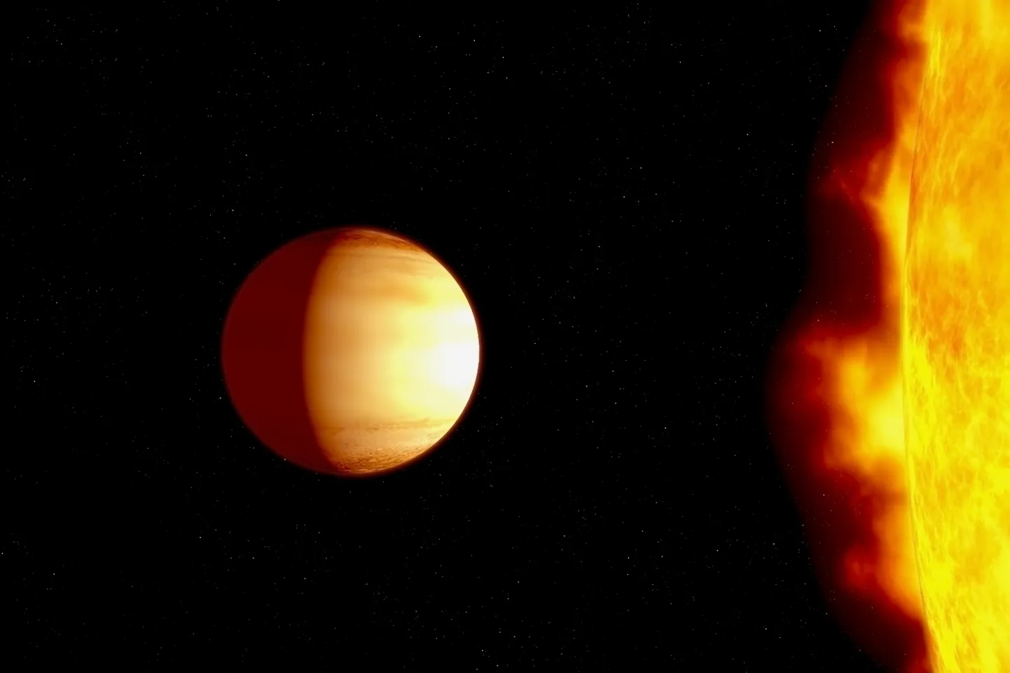 Kuum planeet ja täht. Pilt on illustreeriv