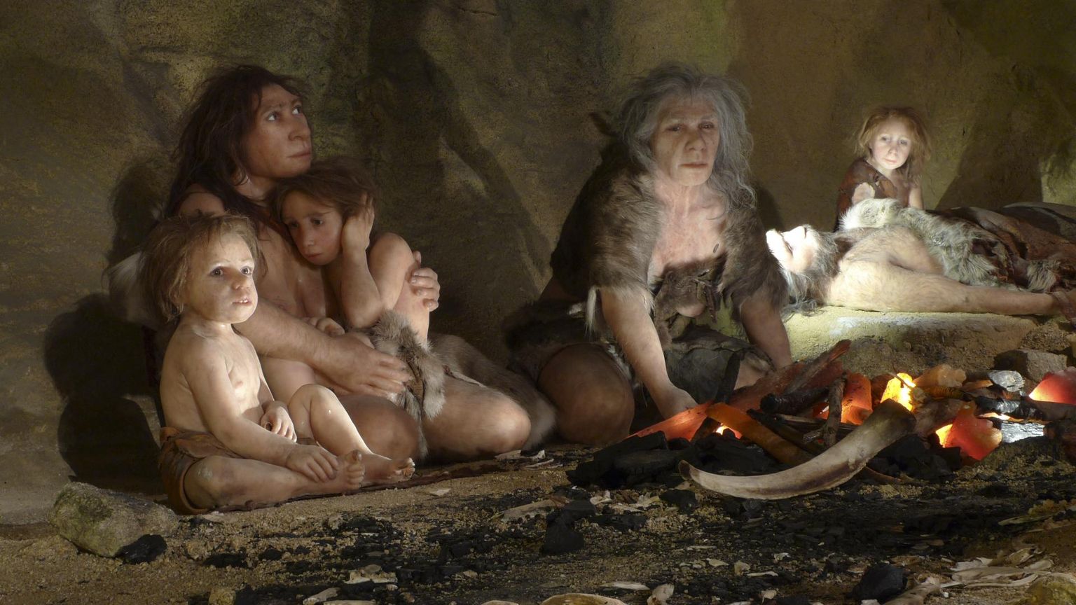 Neandertallase pere rekonstruktsioon Horvaatias Krapinas asuvas neandertali muuseumis. Neandertallased paaritusid ka Homo sapiens´i esindajatega, millega teadlaste sõnul kandusid tänapäeva inimesele üle neid viiruste eest kaitsvad geenid.