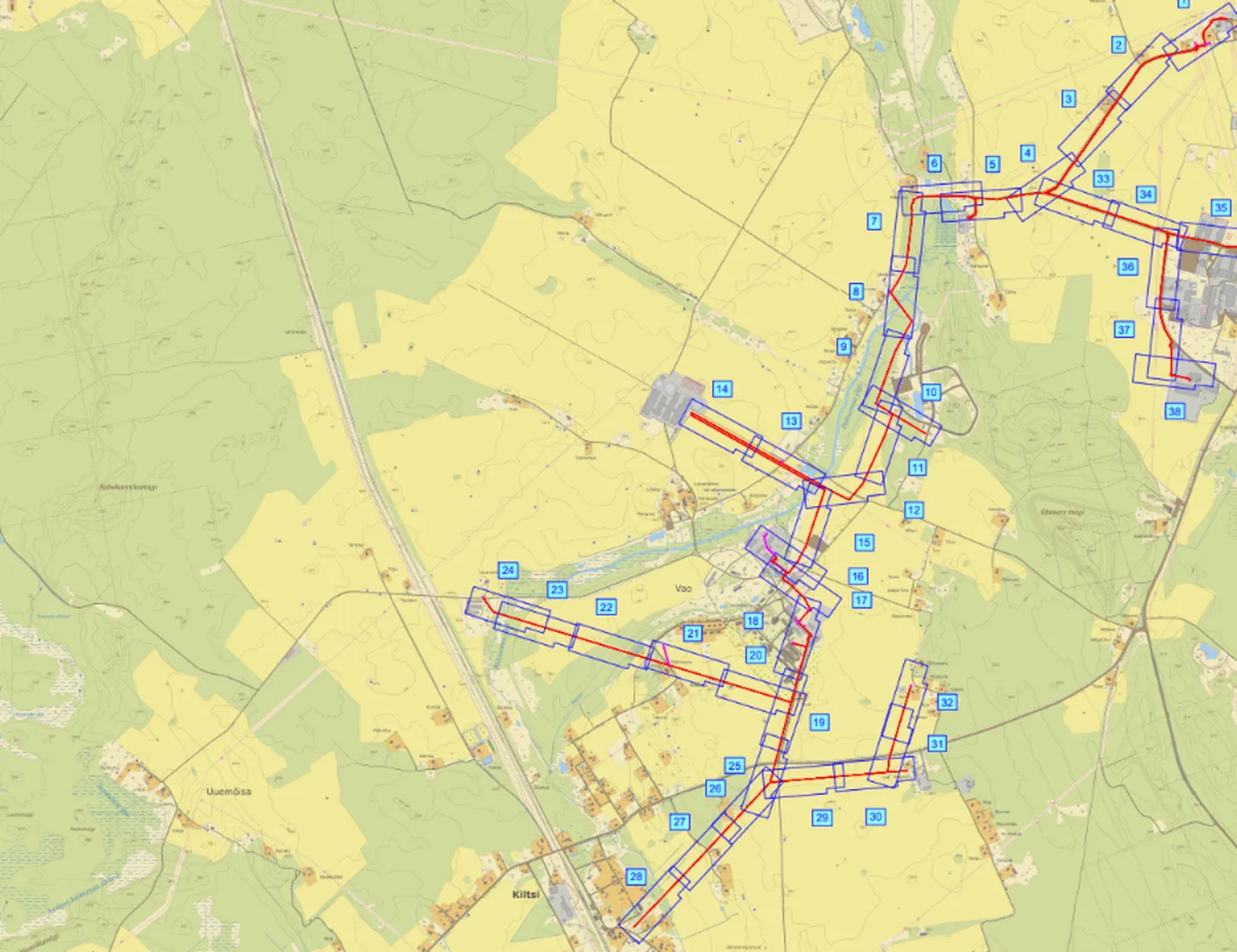 Elektritööde piirkond Väike-Maarja ja Kiltsi vahel.
