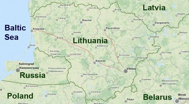 Leedu ja Venemaa Kaliningradi oblast kaardil