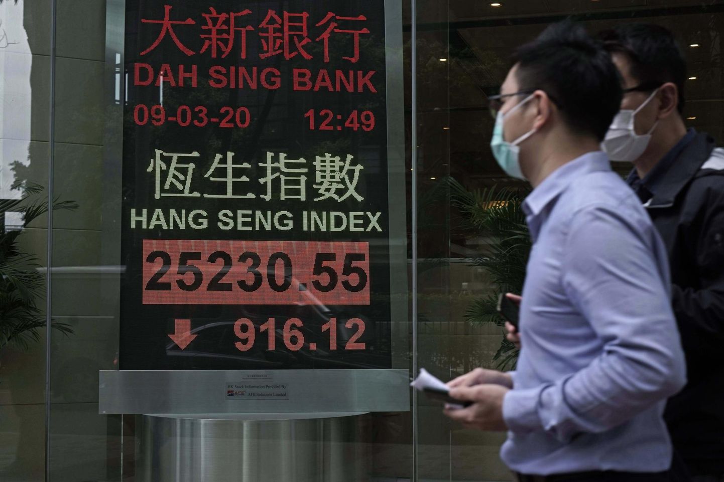 Hongkongi aktsiaindeksi kukkumine eile.