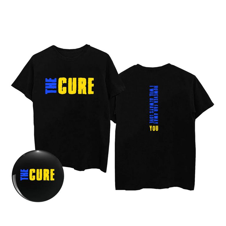 Футболки The Cure в поддержку украинских беженцев, которые продаются на официальном сайте легендарной британской рок-группы. Все средства от продаж идут в управление ООН по делам беженцев.