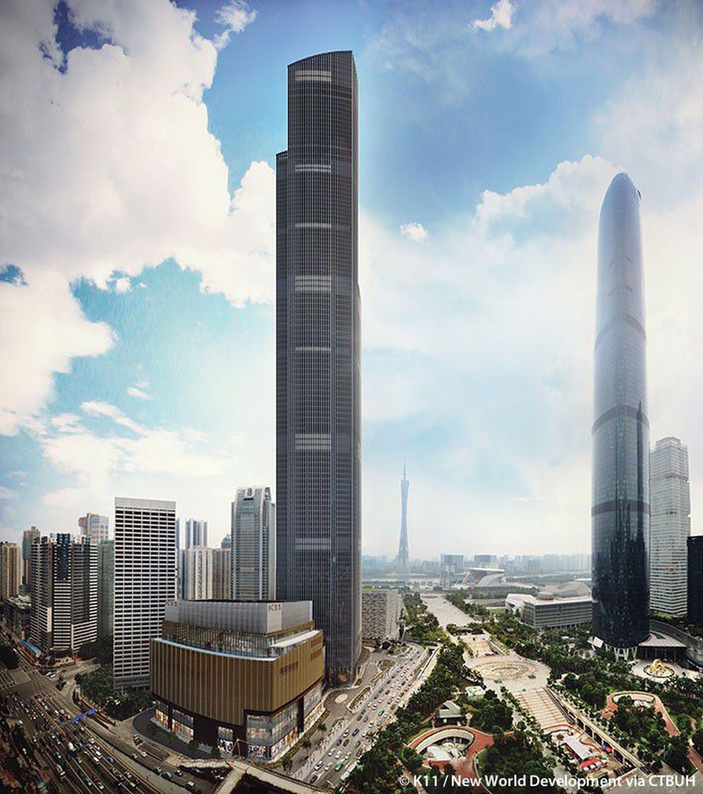 Maailma kõrgeim pilvelõhkuja Guangzhou CTF Finance Centre.
