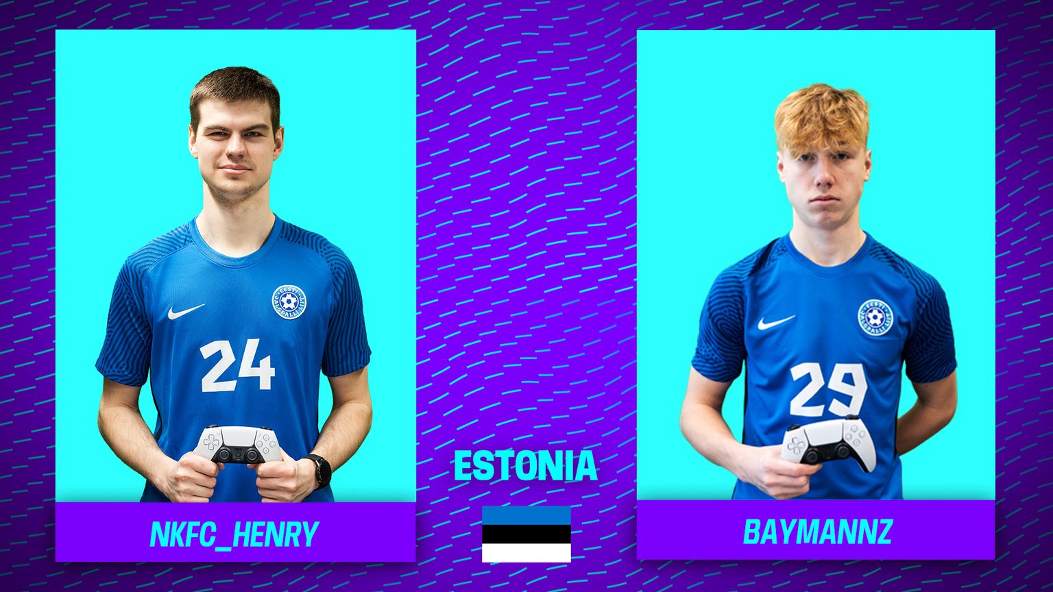 2021. aasta Eesti e-jalgpalli koondise esindajad Henry William «NKFC_Henry» Heinola ja Kristjan «Baymannz» Baumann