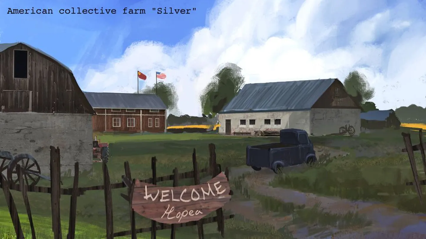 Ameerika-soome kolhoos Nõukogude Karjalas. Kunstniku visioon.