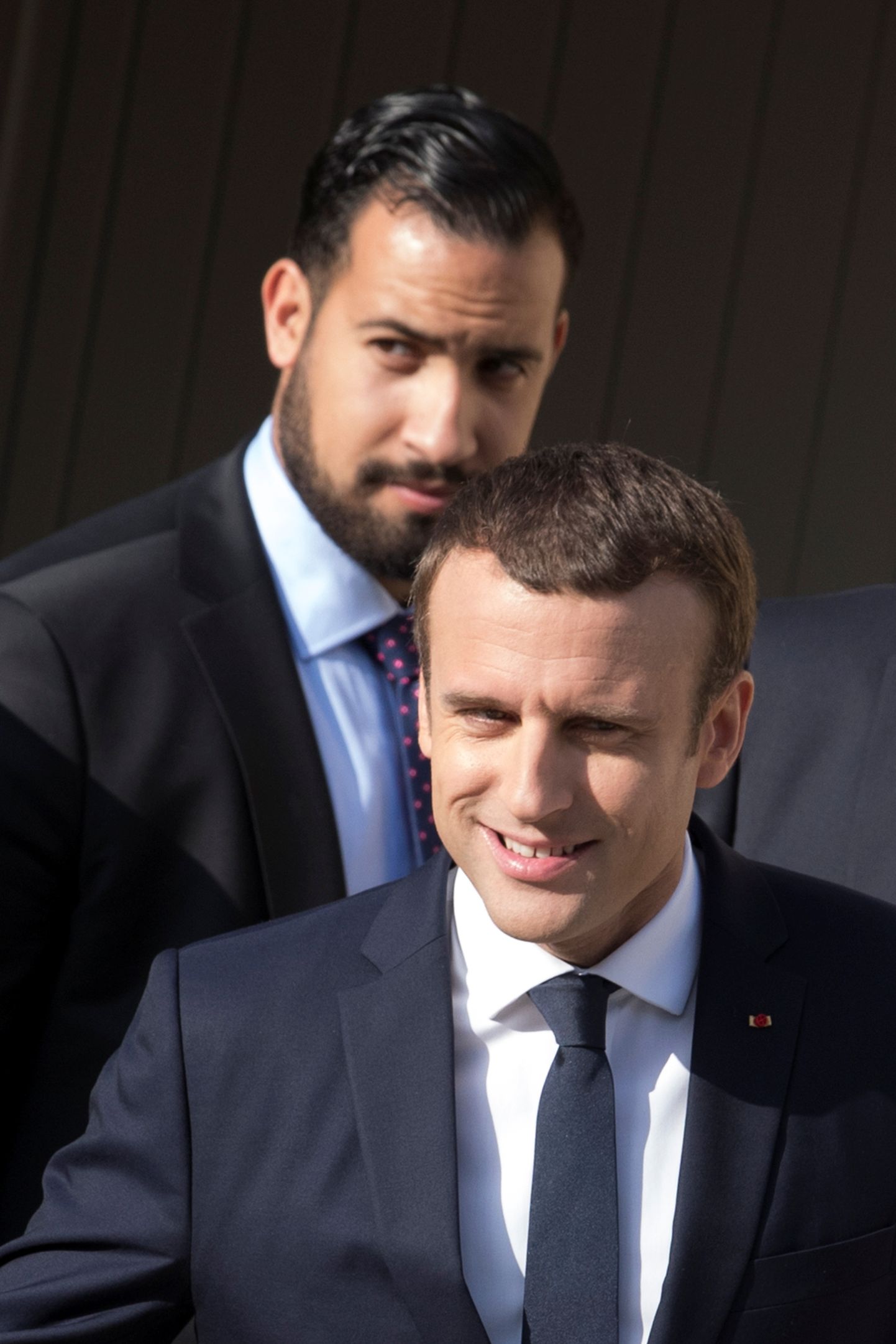 Emmanuel Macron (ees) ja Alexandre Benalla