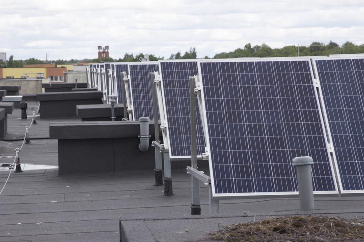 Kortermaja Riia maantee 34a katusel toodab energiat 44 päikesepaneeli.