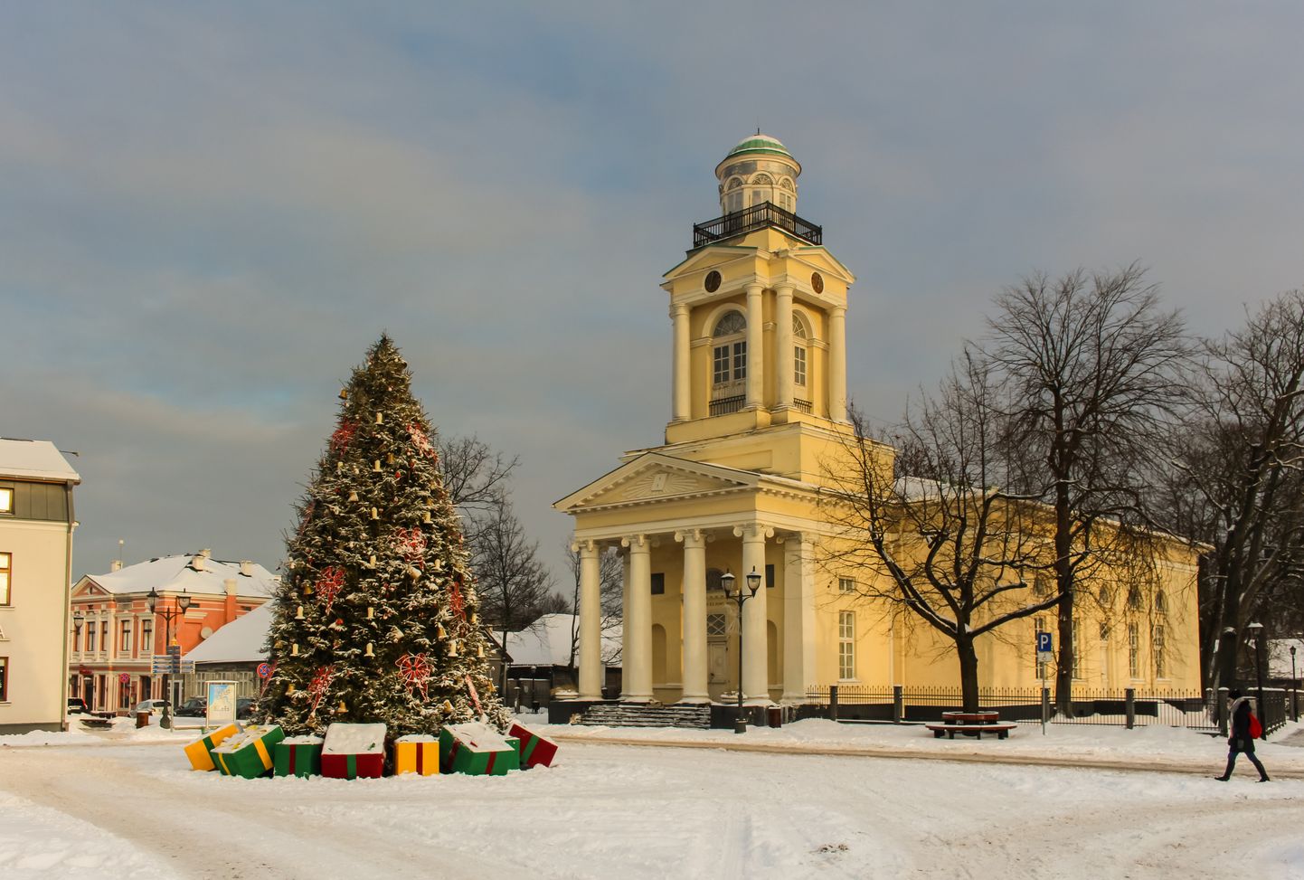 Ventspils pilsētas panorāma ziemā. Ilustratīvs attēls.