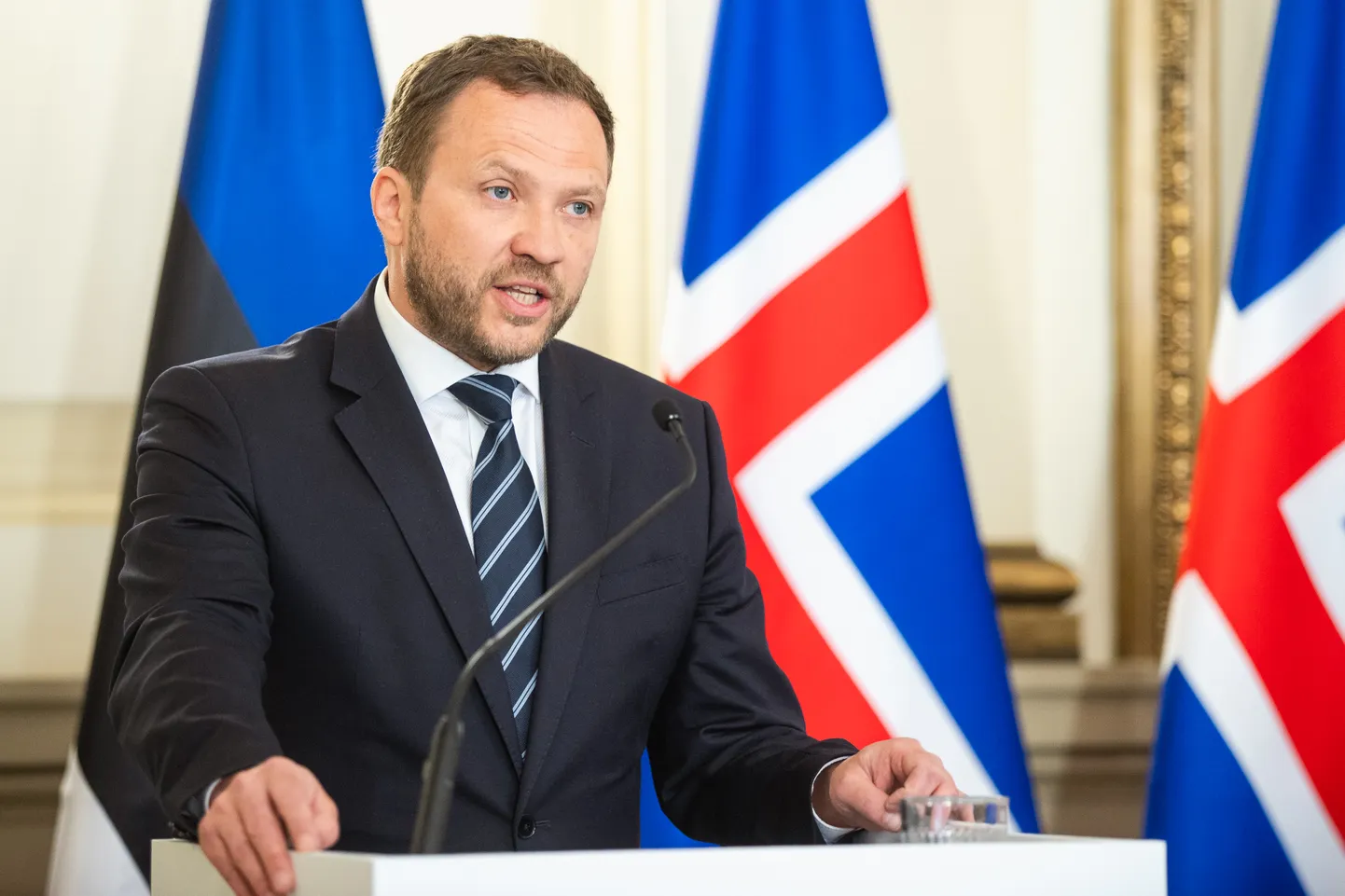 Margus Tsahkna tänasel Balti riikide ja Islandi välisministrite pressikonverentsil Gruusia presidendi residentsis.