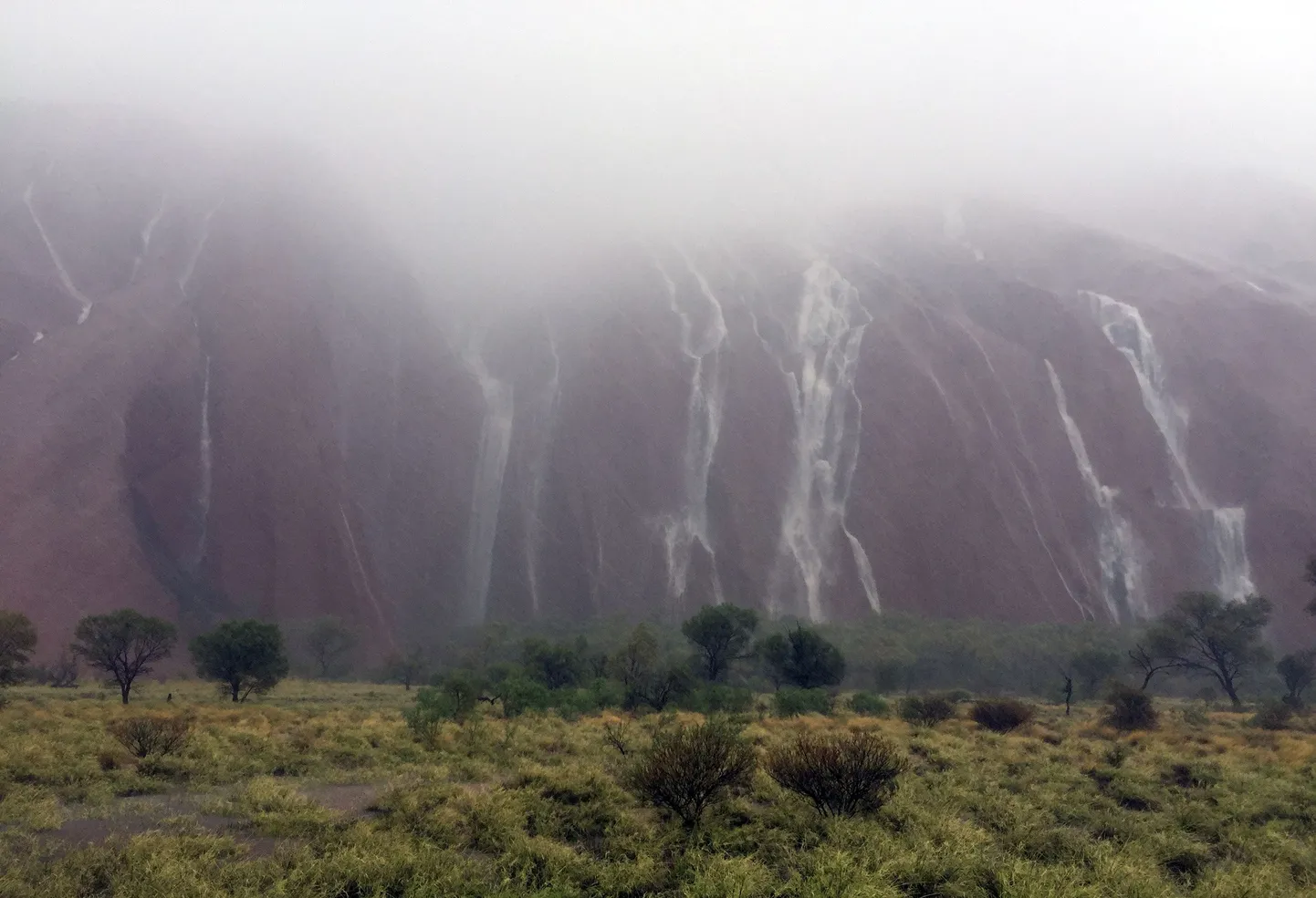 Uluru kaljult langes vihmavett ojadena