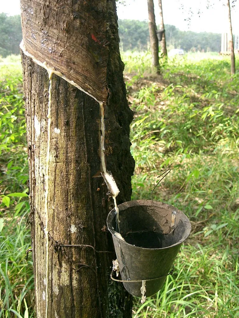 Naturaalse lateksi saamine kummipuust, Kamerun.