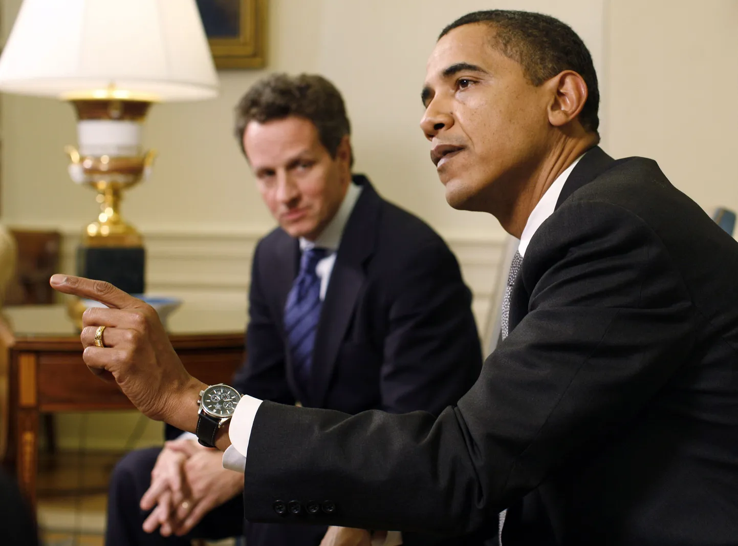 USA President Barack Obama ja tema rahandusminister Timothy Geithner