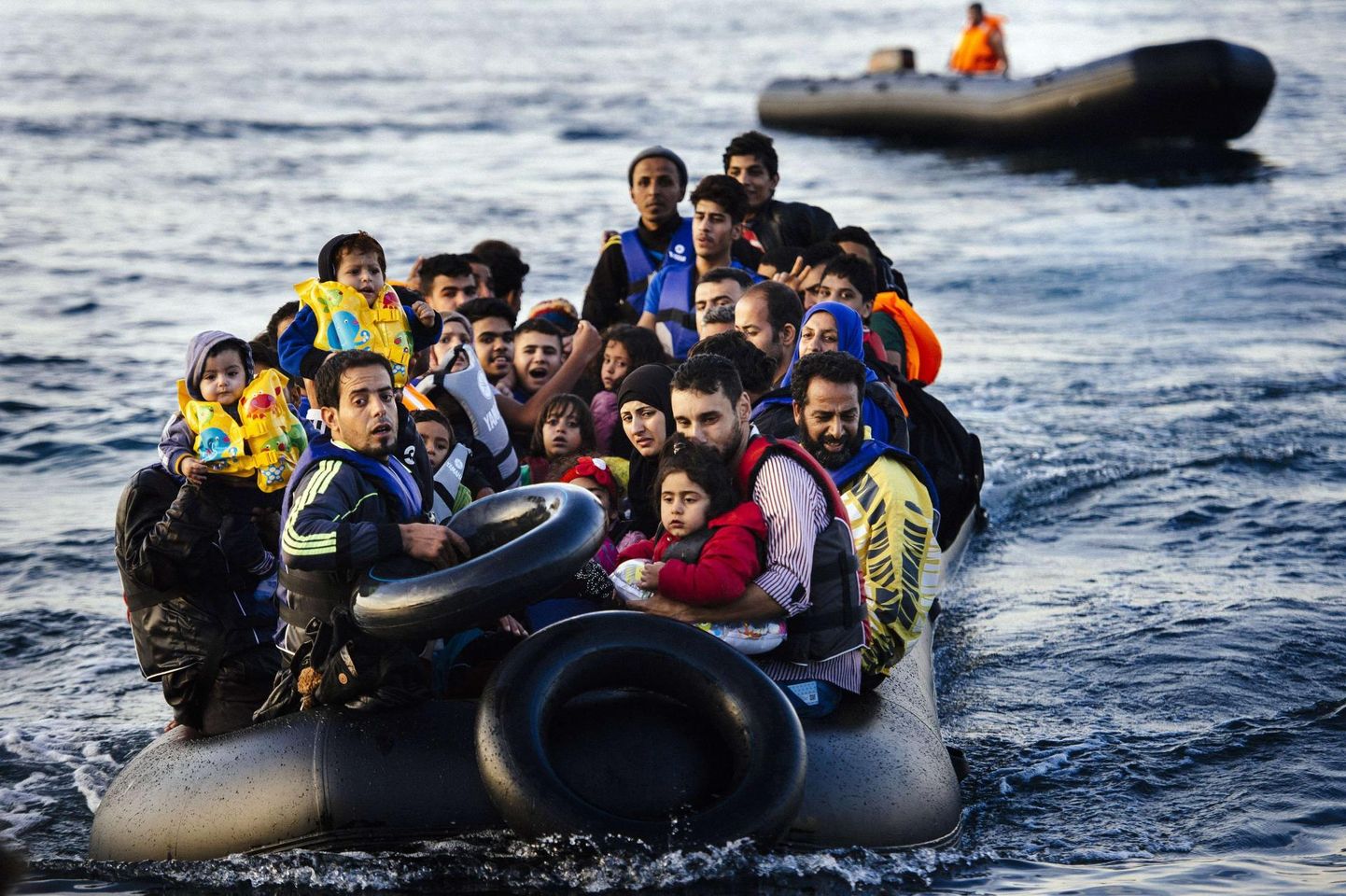Migrandid saabumas Lesbose saarele 14. oktoobril 2015. 